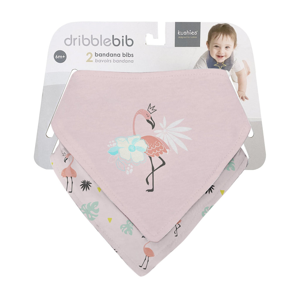 Kushies Bandana Bib 2 Pack - Flamingo