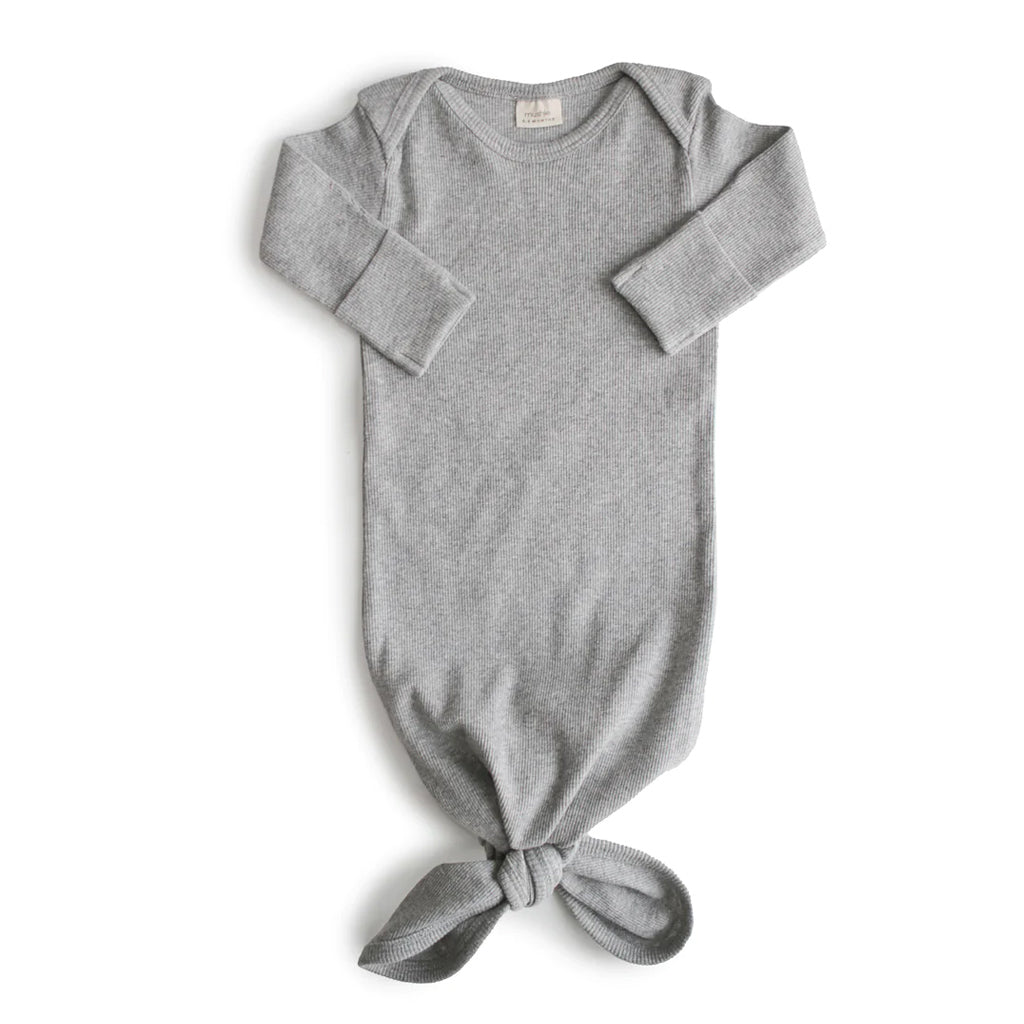 Mushie Ribbed Knotted Baby Gown