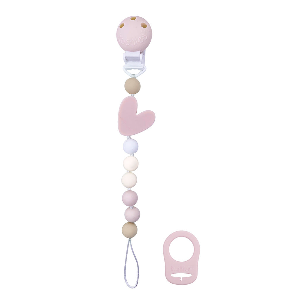 Kushies Silibeads Pacifier Clip - Heart