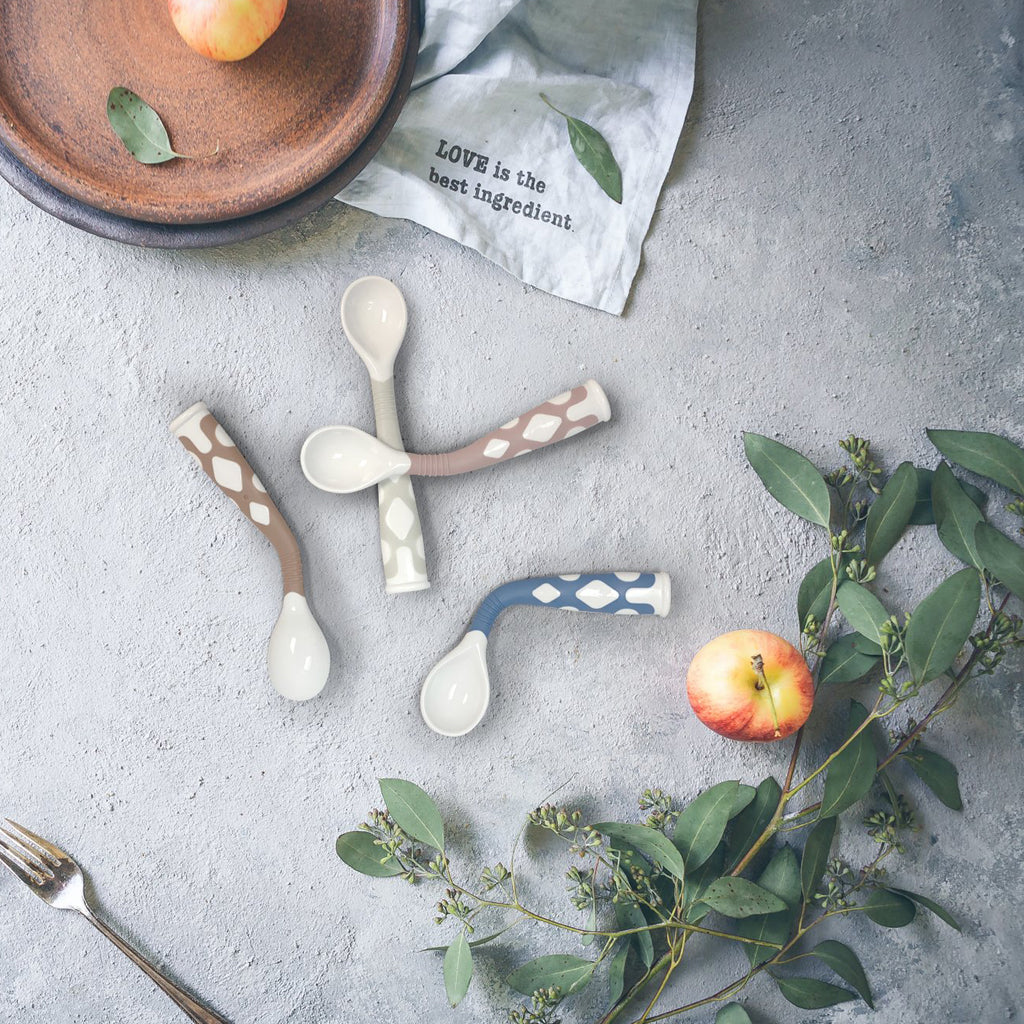 Kushies Silibend Bendable Spoon 2 Pack - Toasted Almond/Day Dream Grey