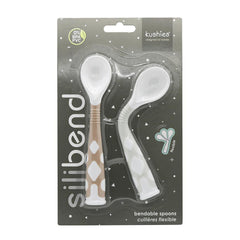 Kushies Silibend Bendable Spoon 2 Pack - Toasted Almond/Day Dream Grey