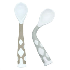 Kushies Silibend Bendable Spoon 2 Pack - Toasted Almond/Day Dream Grey