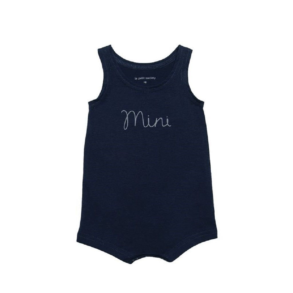Le Petit Society Mini Sleeveless Romper in Navy