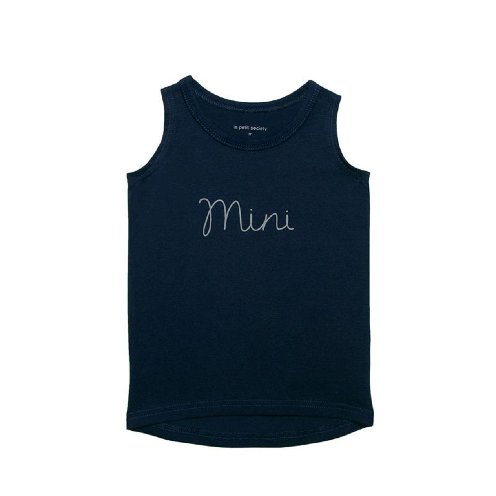 Le Petit Society Mini Kids Tank in Navy