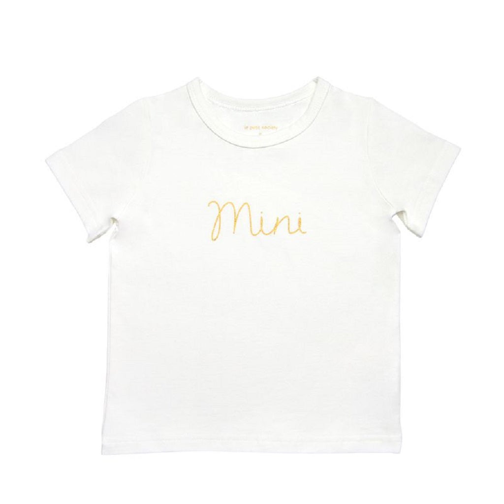 Le Petit Society Mini Kids Tee in White/Gold