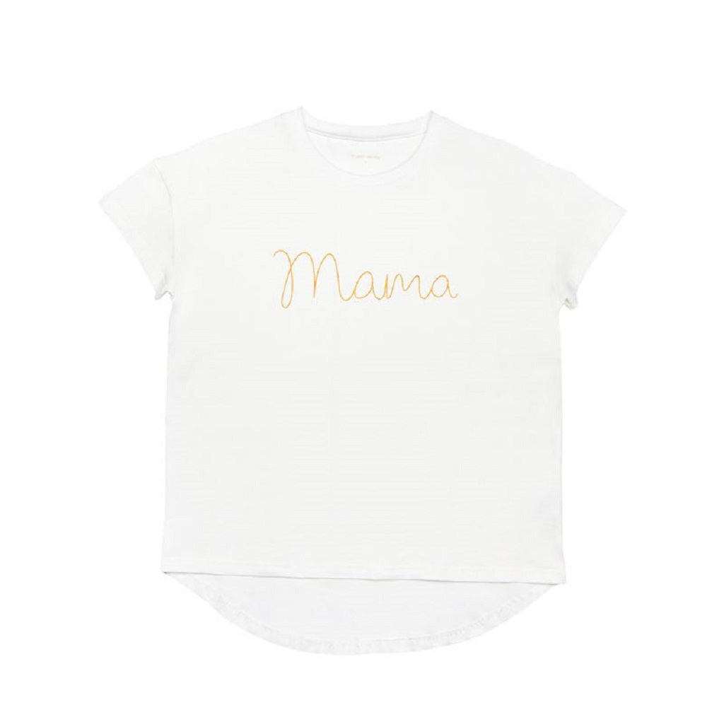 Le Petit Society Mama Tee in White/Gold