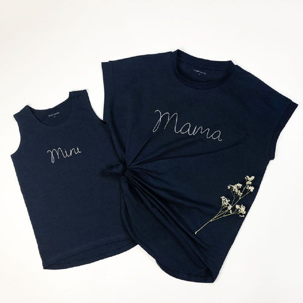 Le Petit Society Mini Kids Tank in Navy