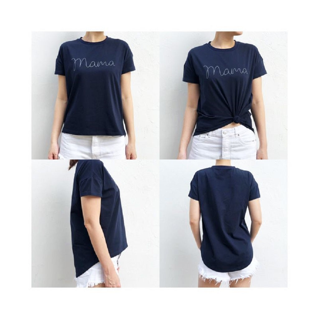 Le Petit Society Mama Tee in Navy