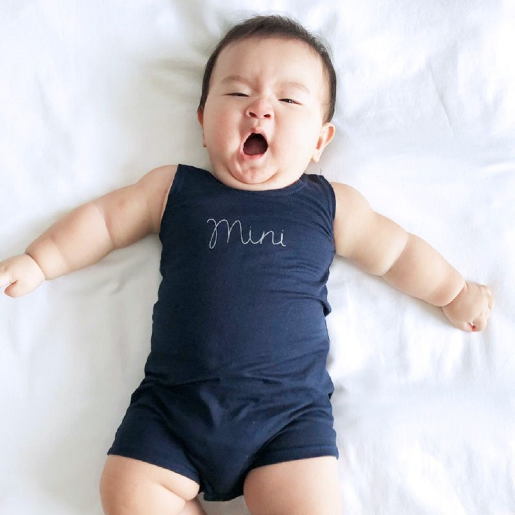 Le Petit Society Mini Sleeveless Romper in Navy
