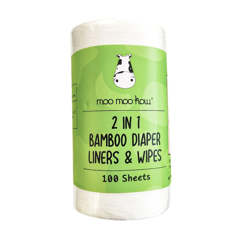 Moo Moo Kow® 2 in 1 Bamboo Diaper Liners & Wipes