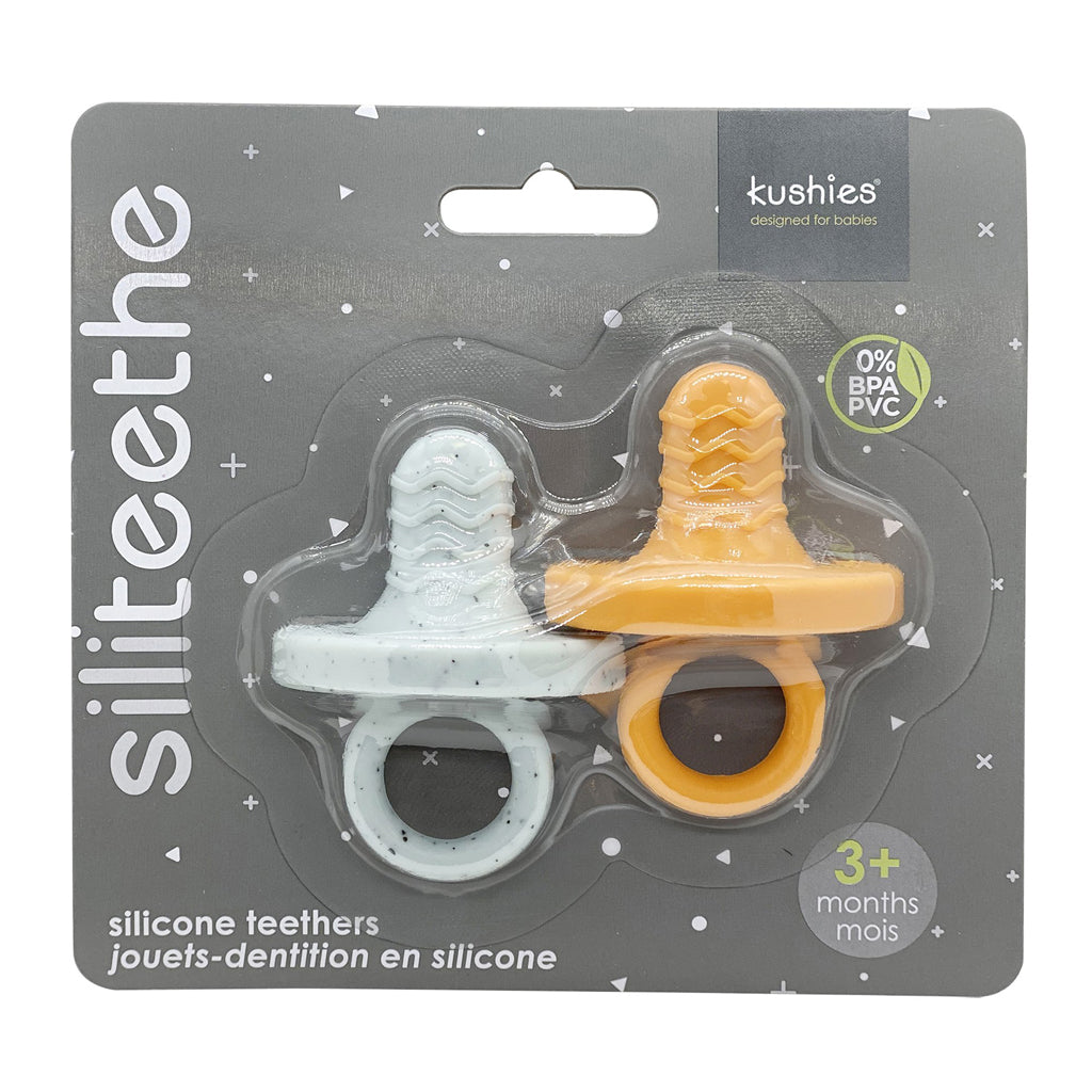 Kushies Siliteethe Teether 2 pk - Papaya/Seafoam