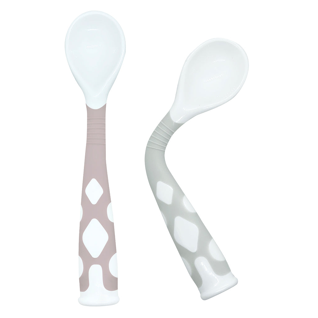Kushies Silibend Bendable Spoon 2 Pack - Rose / Day Dream Grey