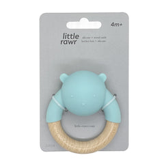 Kushies Little Rawr Silicone and Wood Rattle Ring