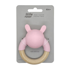 Kushies Little Rawr Silicone and Wood Rattle Ring